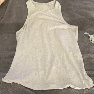 Heather Blue Lululemon tank with tie back. Size 6, 18’ ptp. EUC